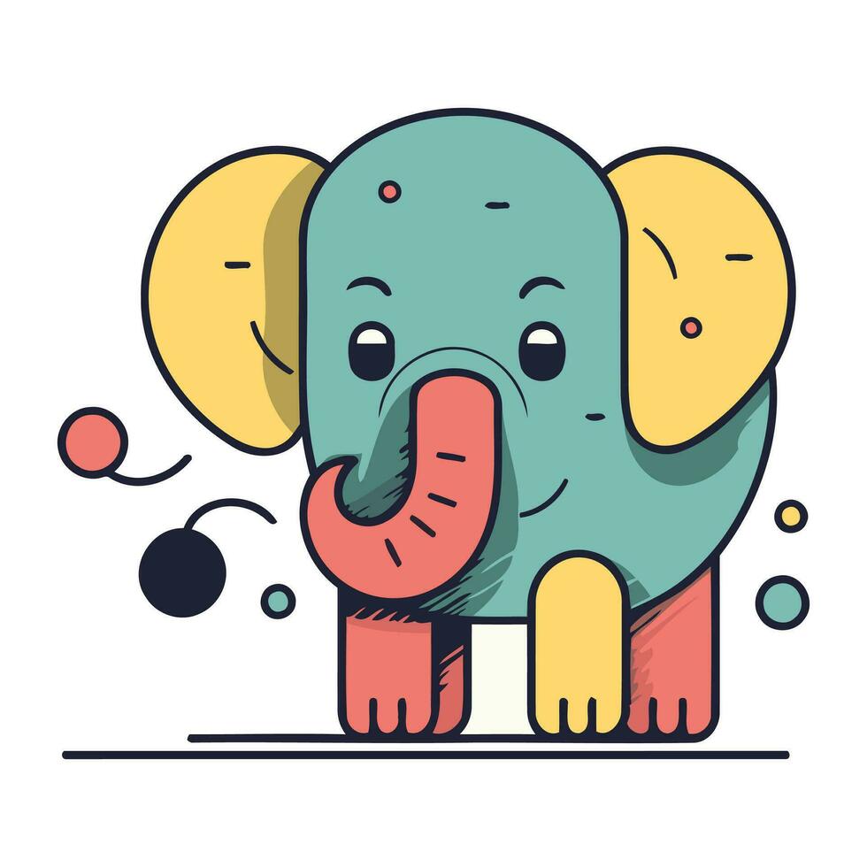 fofa elefante com grande vermelho olho. vetor ilustração dentro plano estilo.