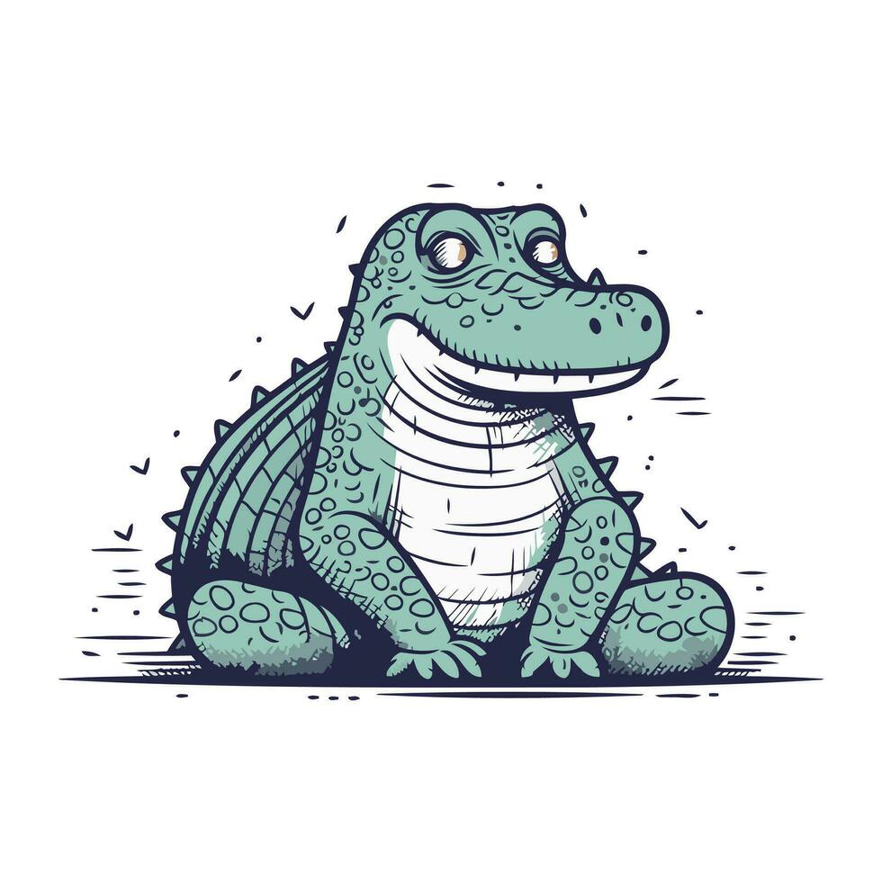 crocodilo vetor ilustração. mão desenhado crocodilo isolado em branco fundo.