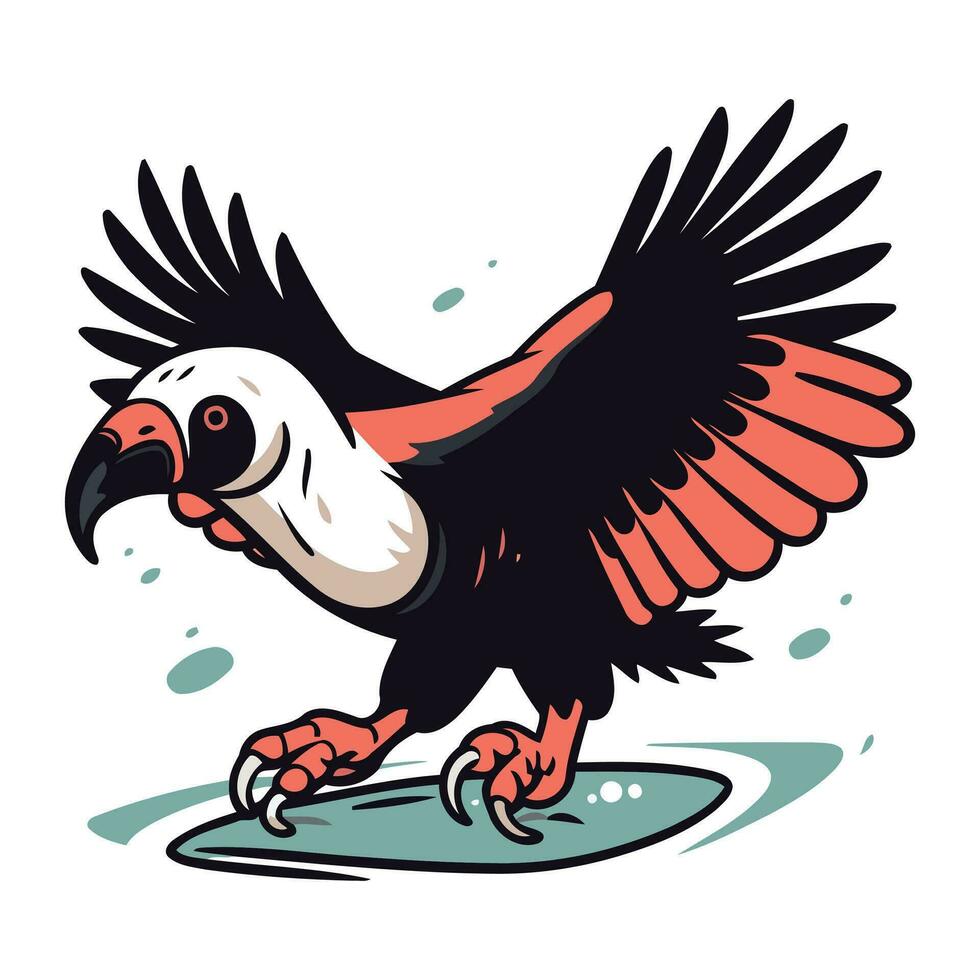 vetor ilustração do uma abutre em skate. desenho animado estilo.