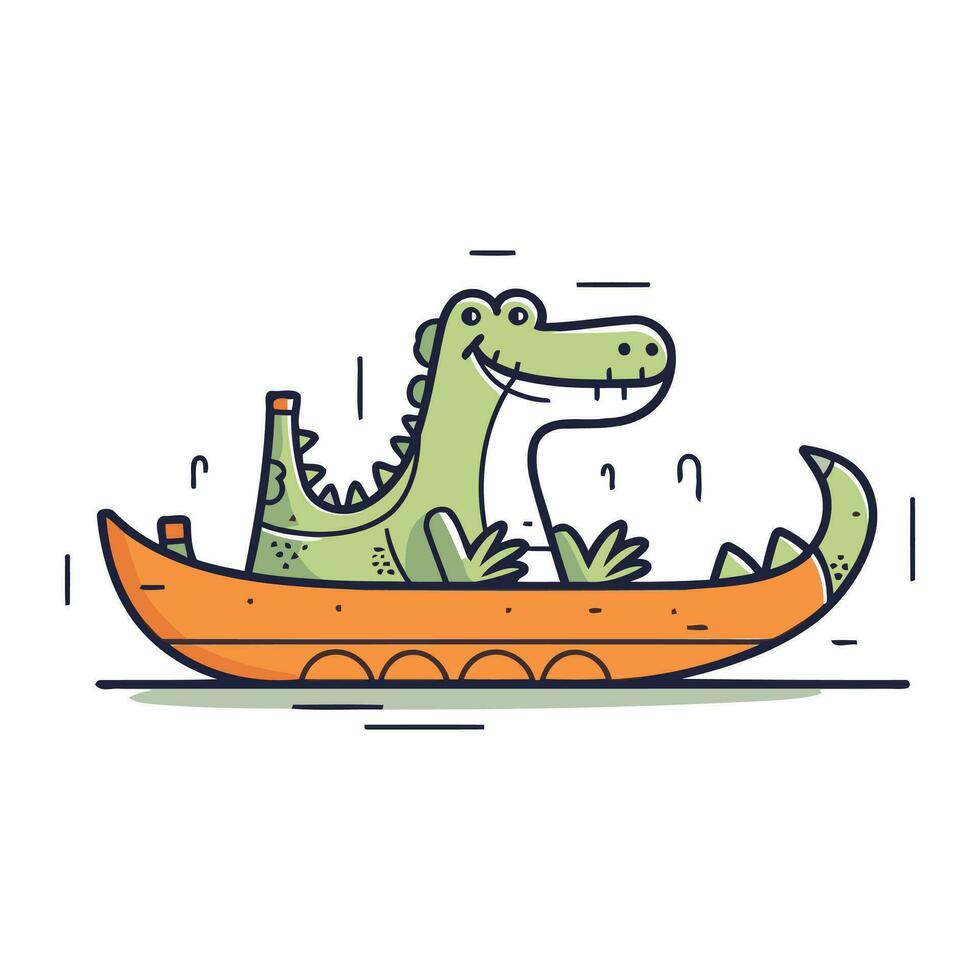 crocodilo dentro barco. vetor ilustração dentro plano estilo.