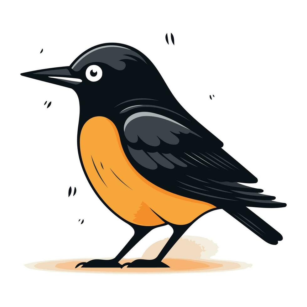 fofa desenho animado Preto e laranja robin pássaro. vetor ilustração.
