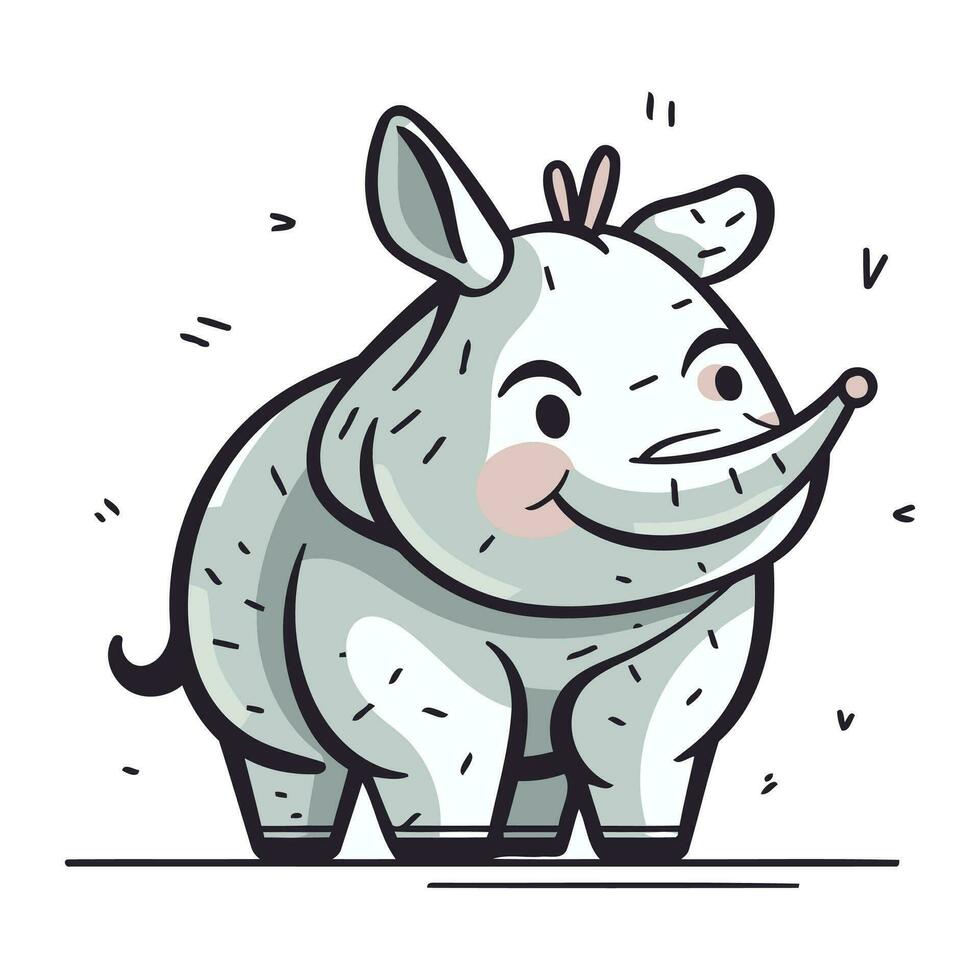 fofa rinoceronte. vetor ilustração dentro desenho animado estilo.