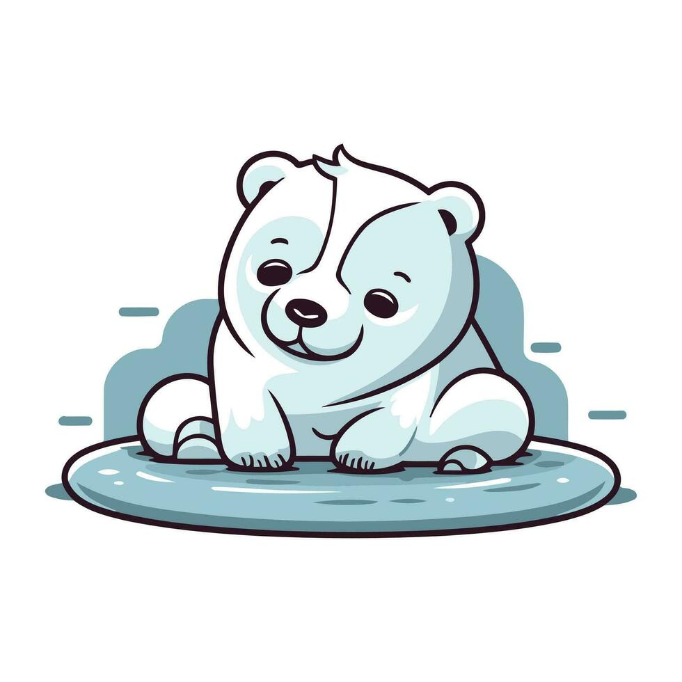 fofa desenho animado polar Urso sentado em a gelo. vetor ilustração.