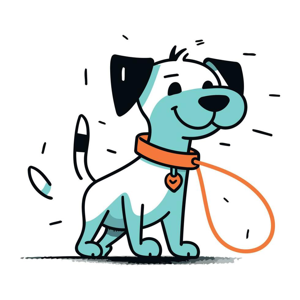 fofa cachorro com uma coleira. vetor ilustração dentro desenho animado estilo.