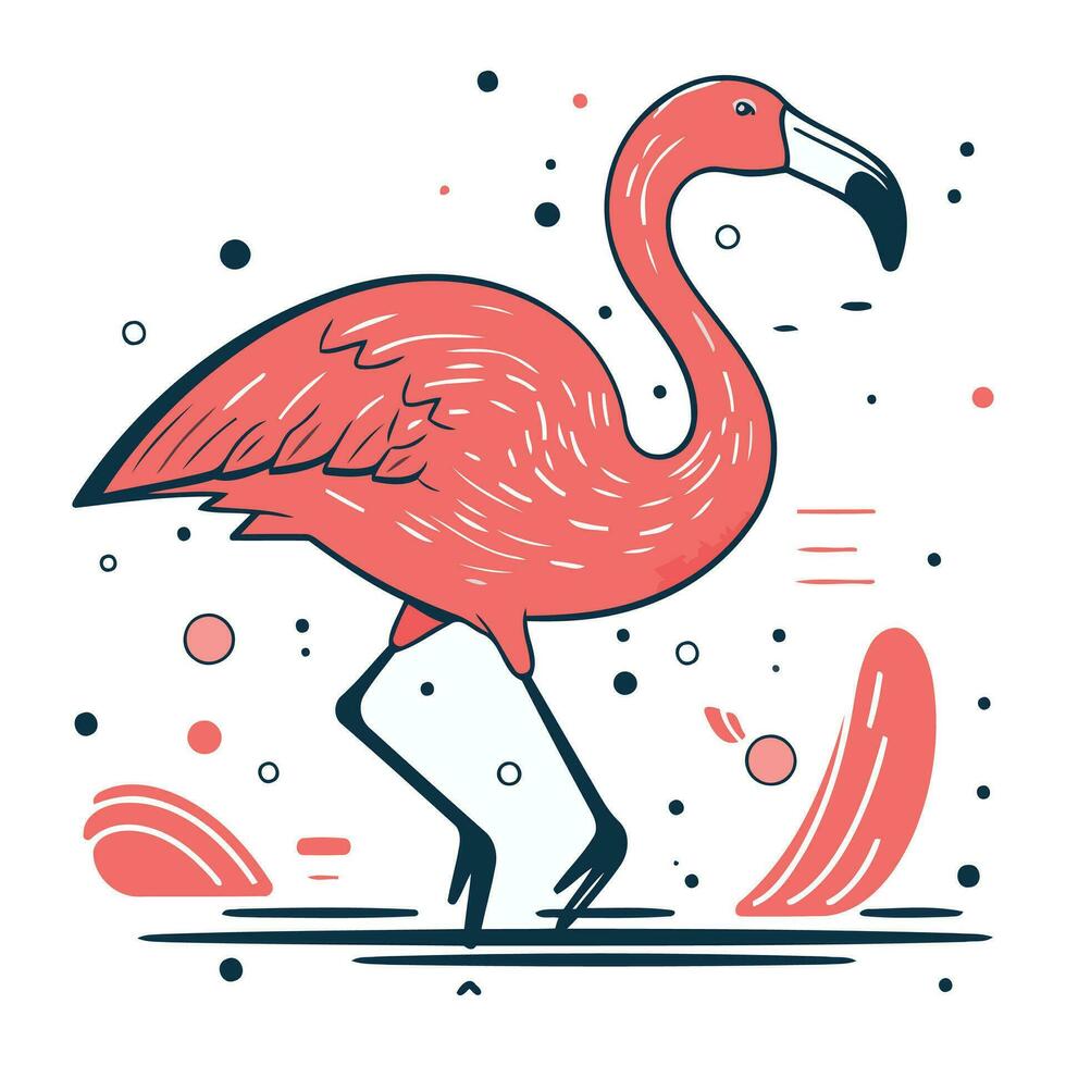 flamingo vetor ilustração. mão desenhado rabisco estilo.