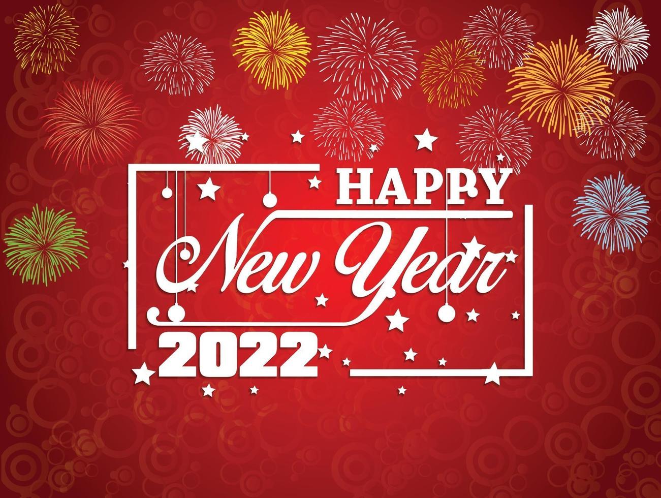 feliz ano novo 2022 com fundos de fogos de artifício vetor