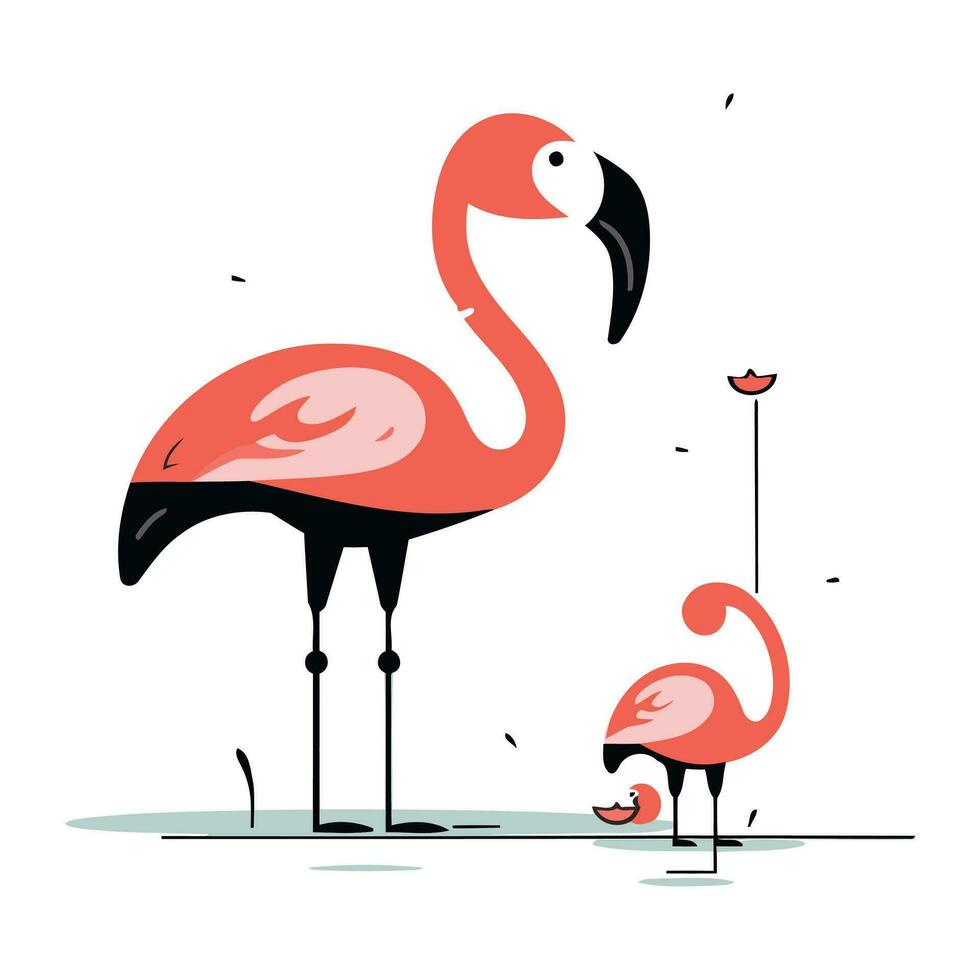 flamingo casal dentro amar. vetor ilustração. plano estilo.