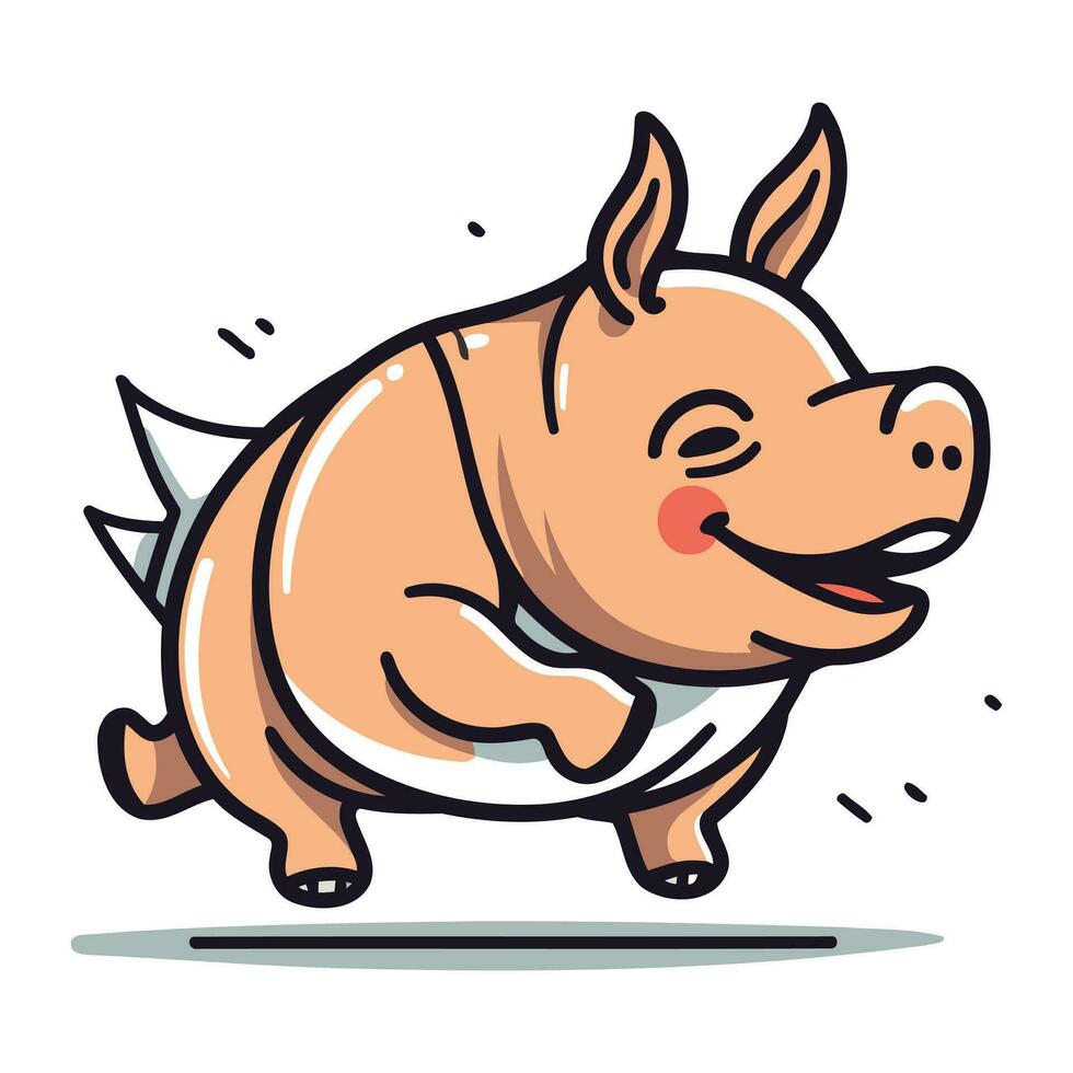 desenho animado porco correndo. vetor ilustração do uma engraçado desenho animado porco.