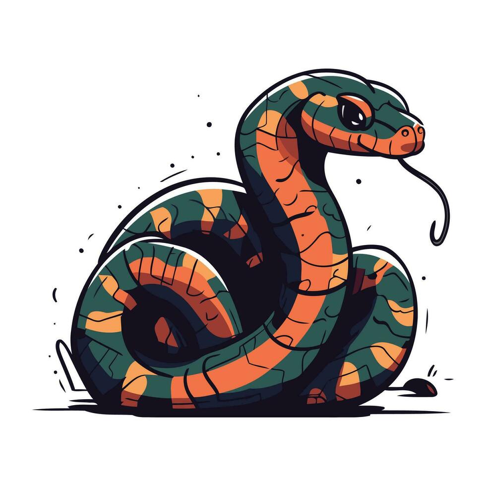 fofa mão desenhado serpente. vetor ilustração isolado em branco fundo.