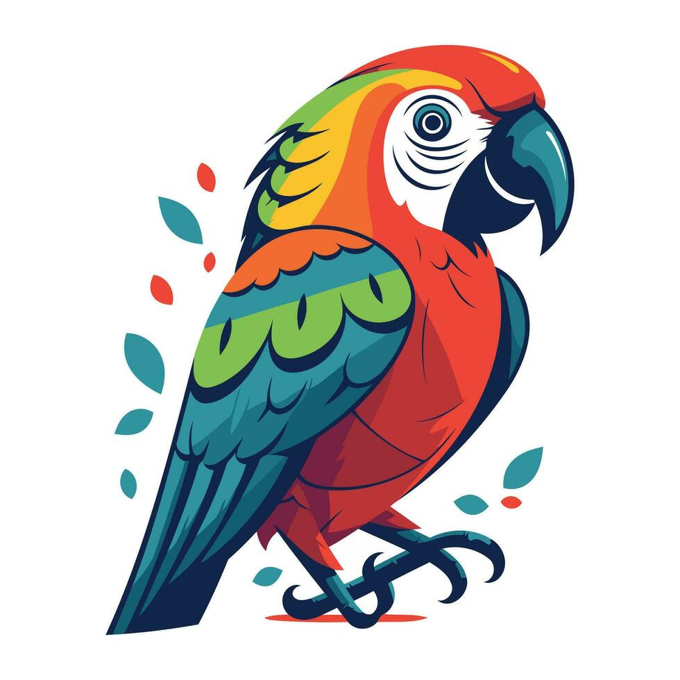 colorida papagaio isolado em uma branco fundo. vetor ilustração.