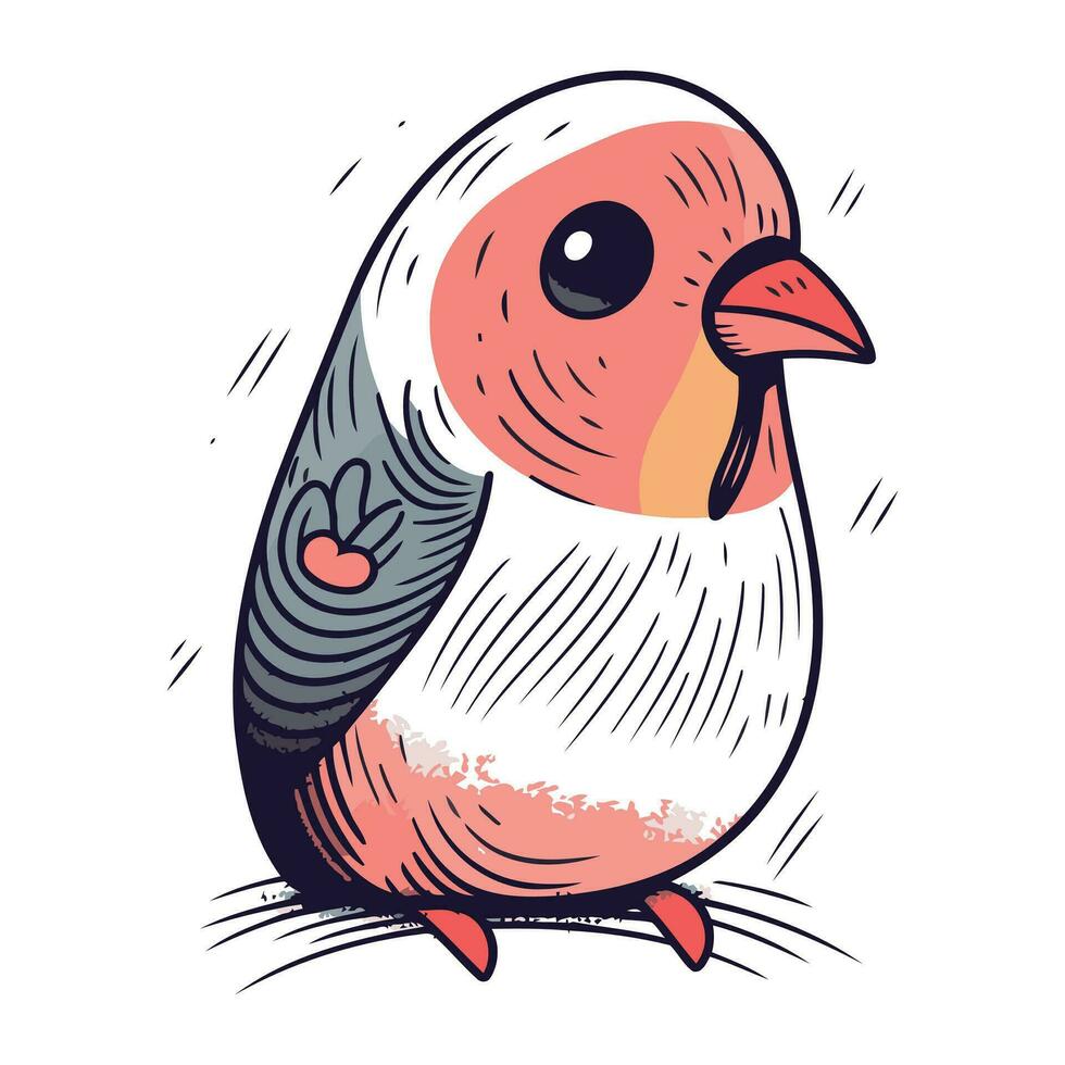 mão desenhado vetor ilustração do uma fofa pequeno pássaro. isolado em branco fundo.