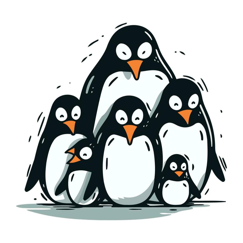 pinguim família. vetor ilustração do uma fofa pinguim família.