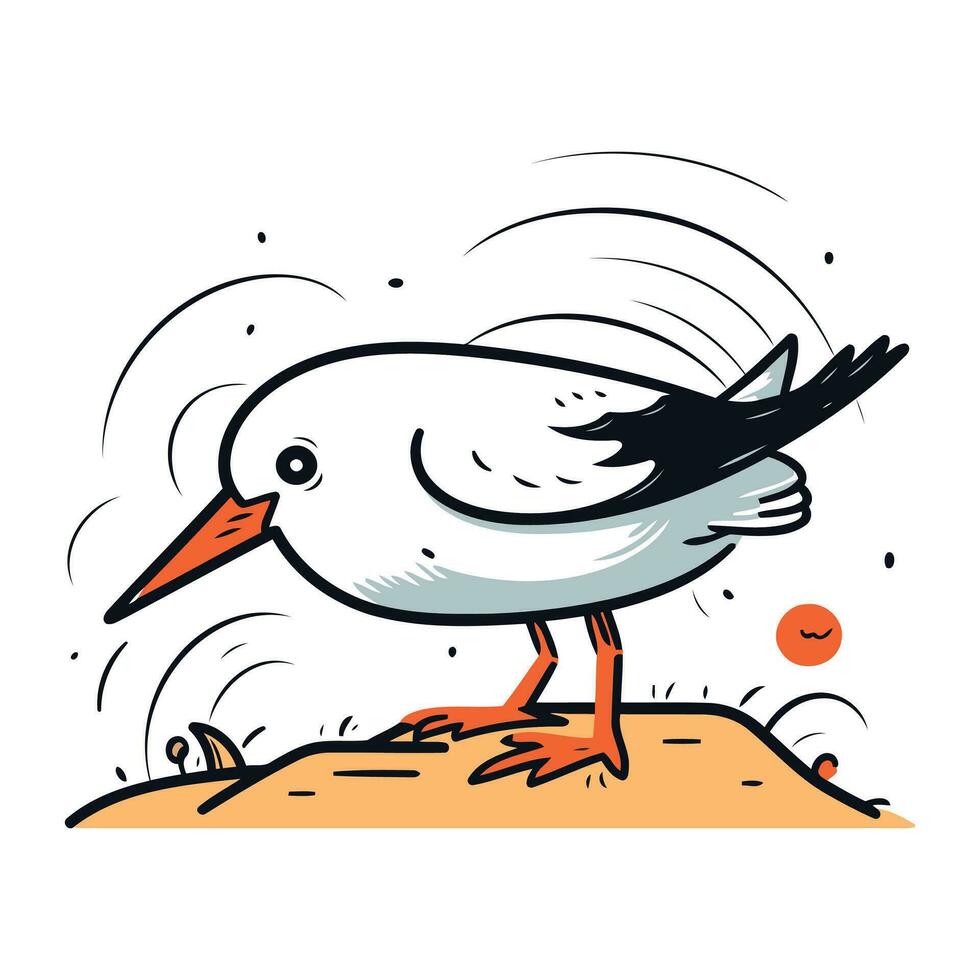 vetor ilustração do uma vôo gaivota em uma branco fundo.
