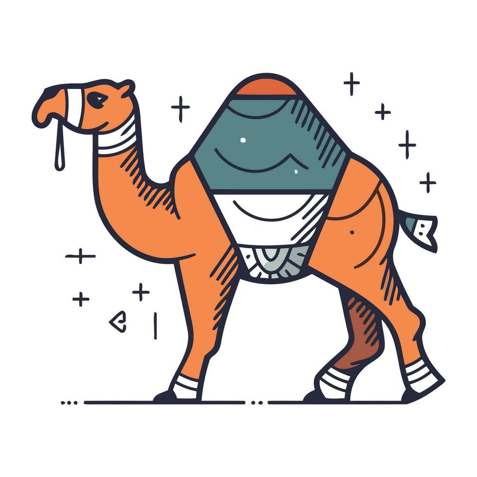 camelo vetor ilustração. fofa desenho animado camelo dentro plano estilo.