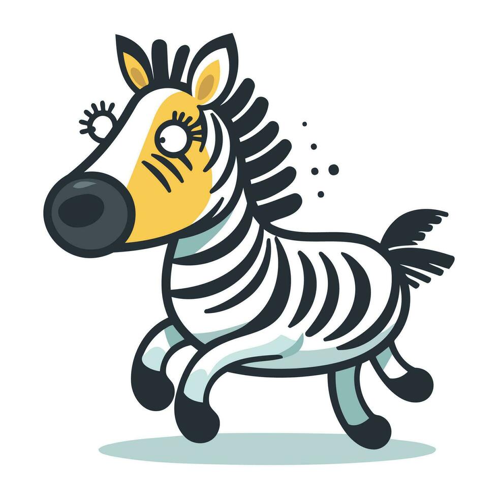 desenho animado zebra isolado em uma branco fundo. vetor ilustração.