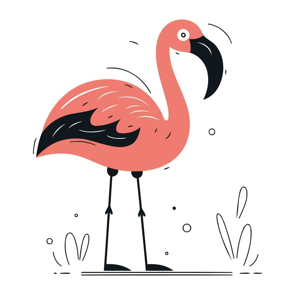 flamingo. mão desenhado vetor ilustração dentro plano desenho animado estilo.