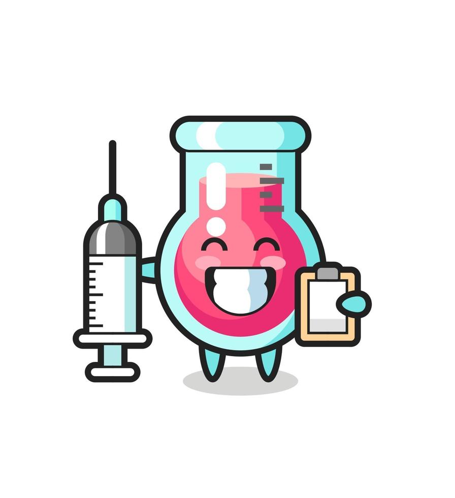ilustração de mascote de copo de laboratório como um médico vetor