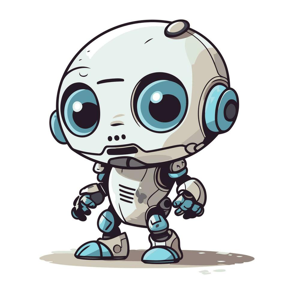 fofa desenho animado robô com grande olhos. vetor ilustração do uma engraçado robô.