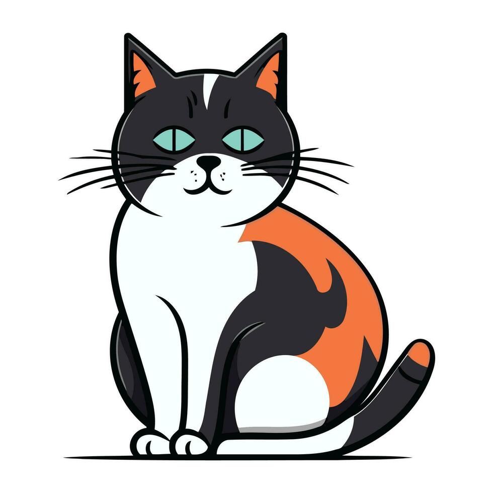 fofa desenho animado gato sentado isolado em branco fundo. vetor ilustração.