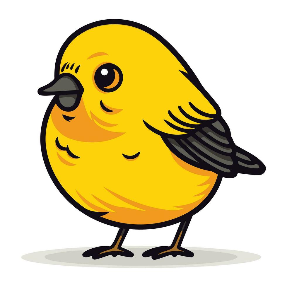 fofa pequeno amarelo pássaro isolado em branco fundo. vetor ilustração.