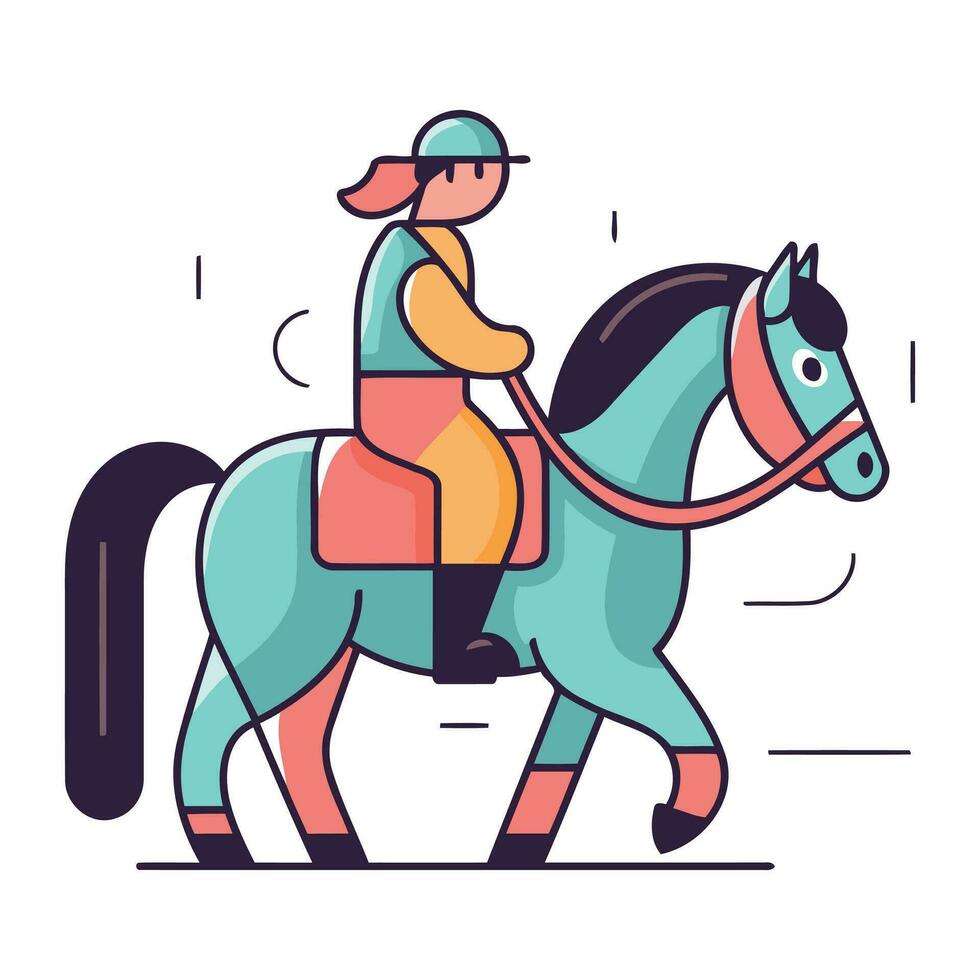 cavalo cavalgando. vetor ilustração dentro plano estilo. cavalo equitação conceito.