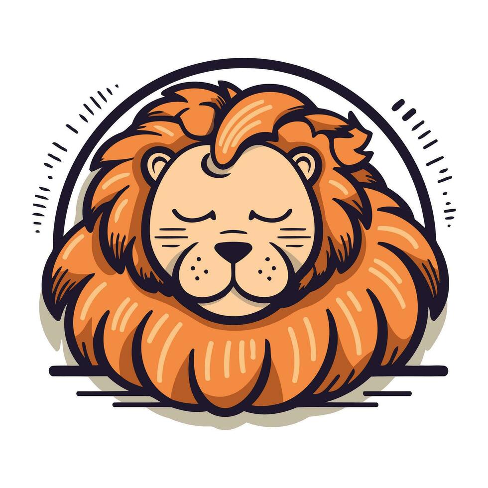 leão cabeça ícone. vetor ilustração do uma leão cabeça com fechadas olhos.