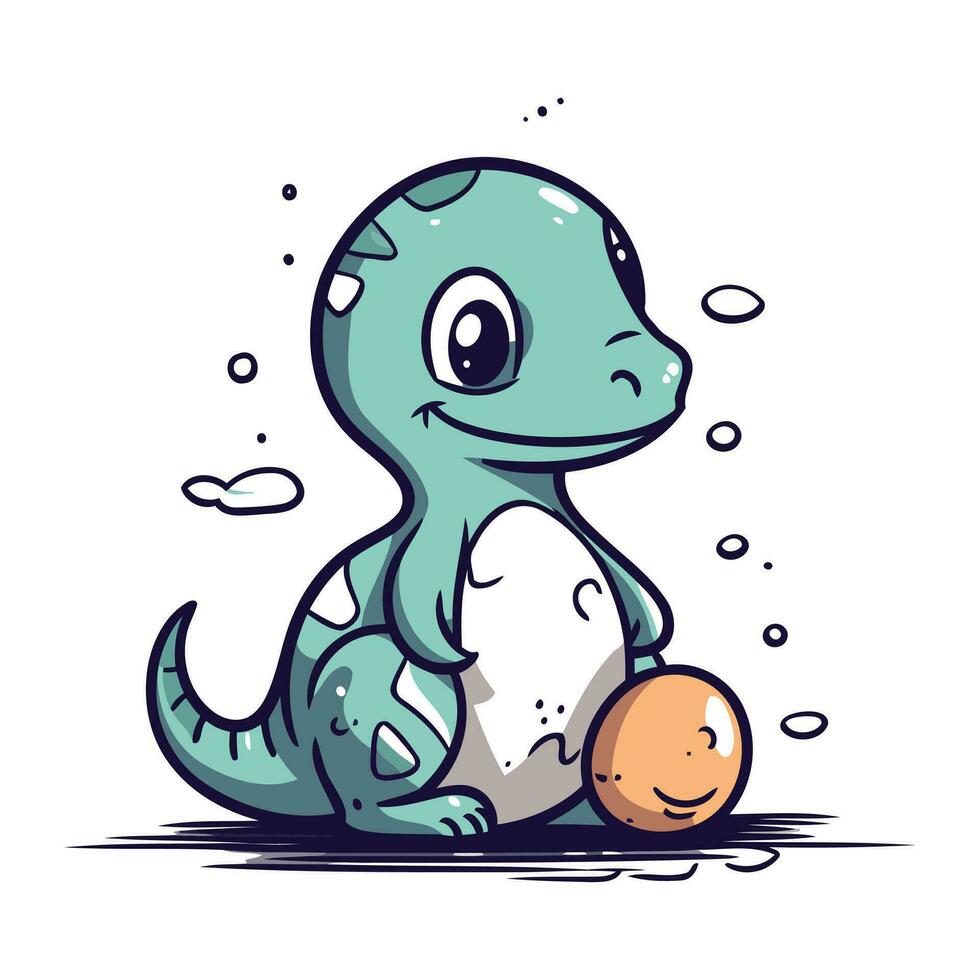 fofa bebê dinossauro com ovo. vetor ilustração dentro desenho animado estilo.