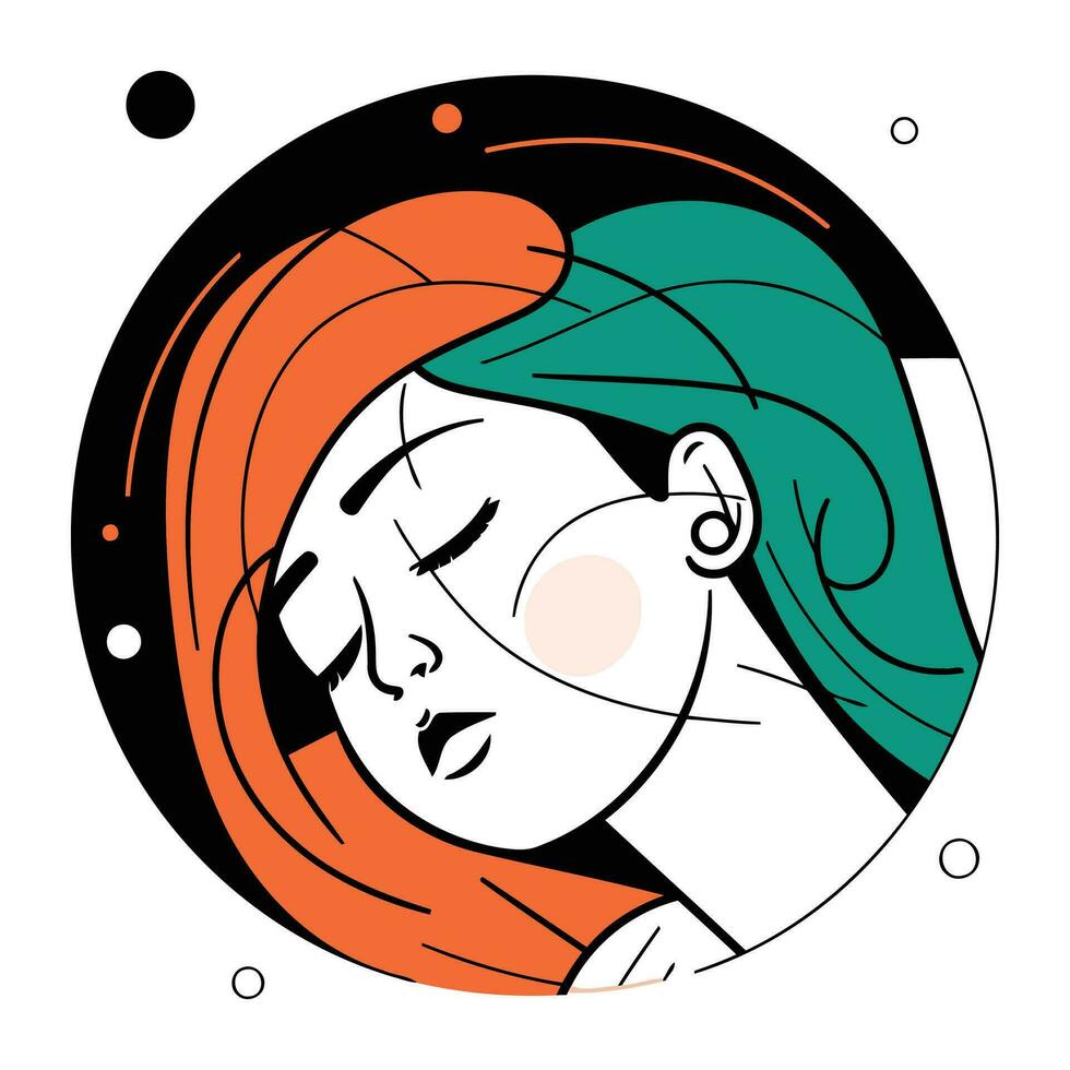 vetor ilustração do uma menina com fechadas olhos dentro uma lenço de cabeça
