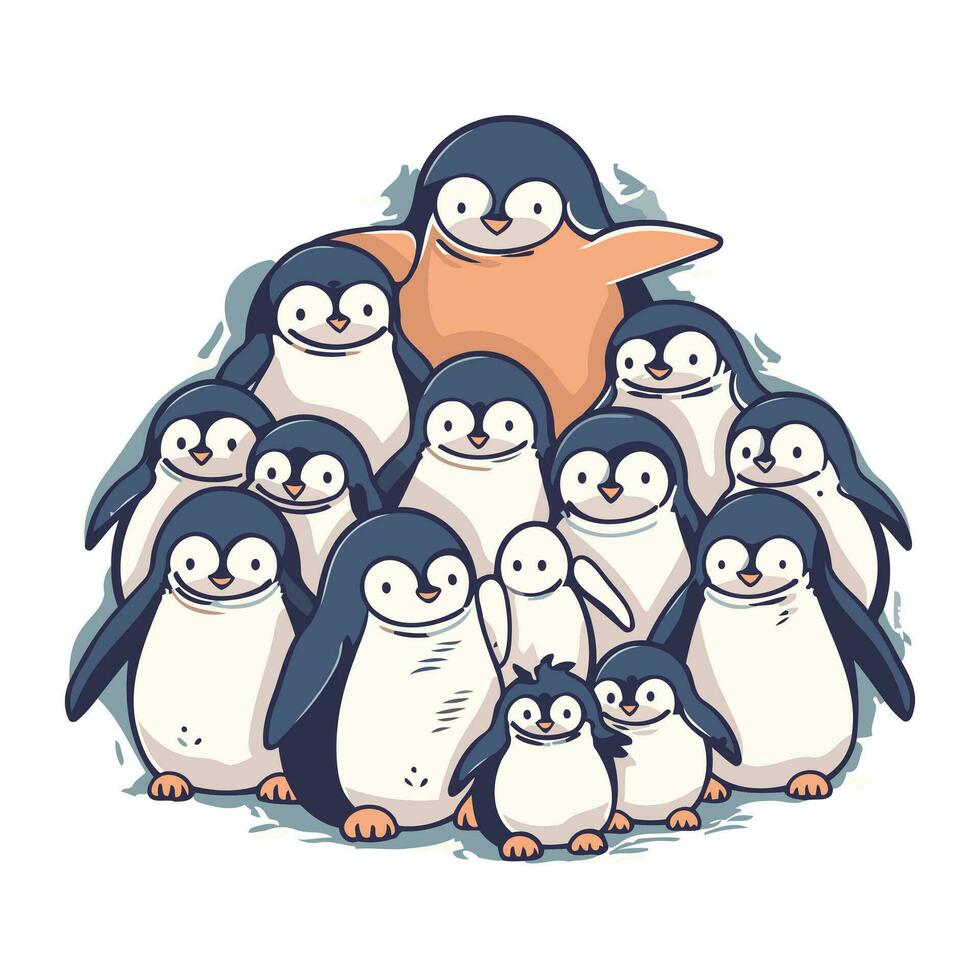 pinguim família. vetor ilustração do fofa desenho animado pinguins.