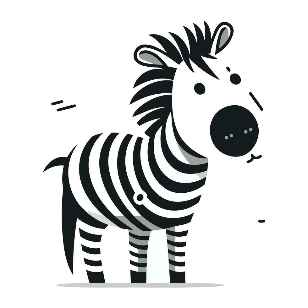 zebra vetor ilustração em branco fundo. zebra desenho animado personagem.