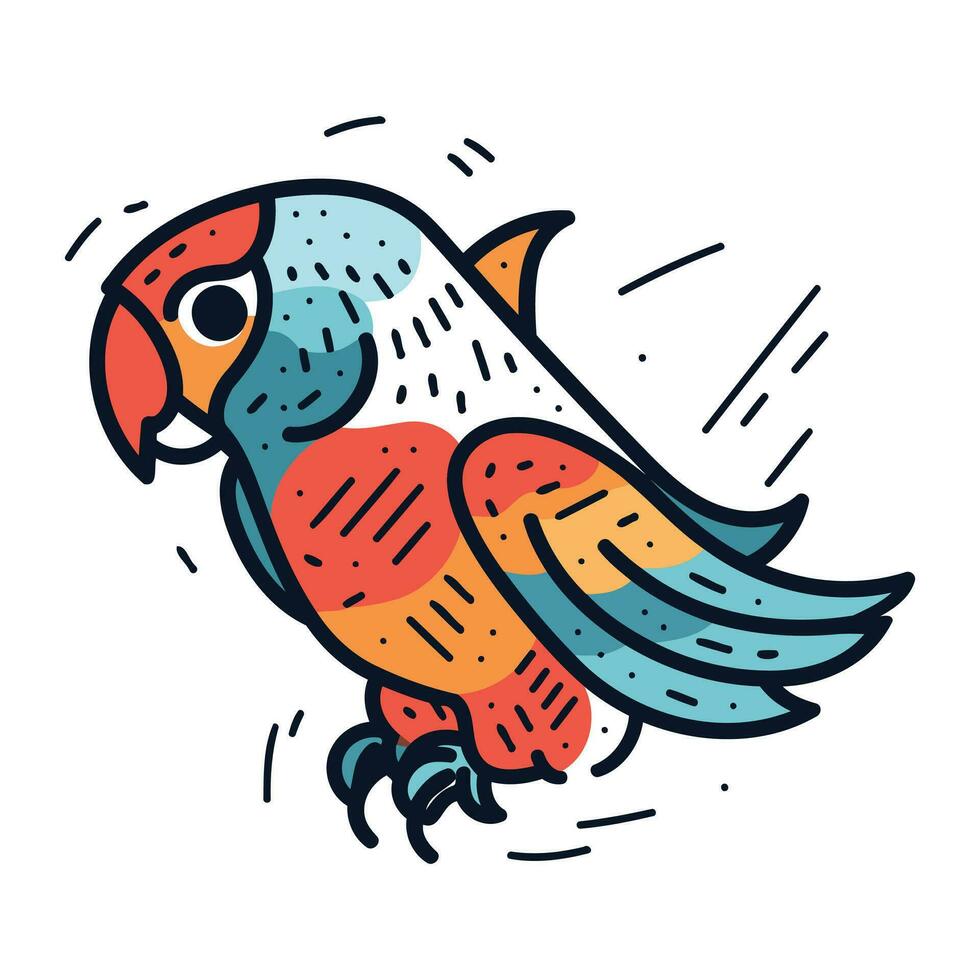 colorida papagaio rabisco ícone. mão desenhado vetor ilustração