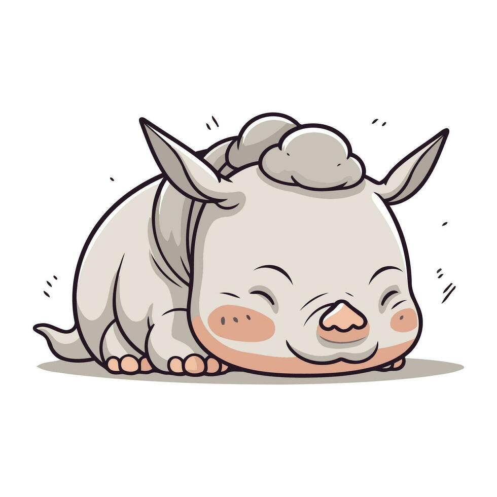 fofa pequeno rinoceronte desenho animado personagem. vetor ilustração.