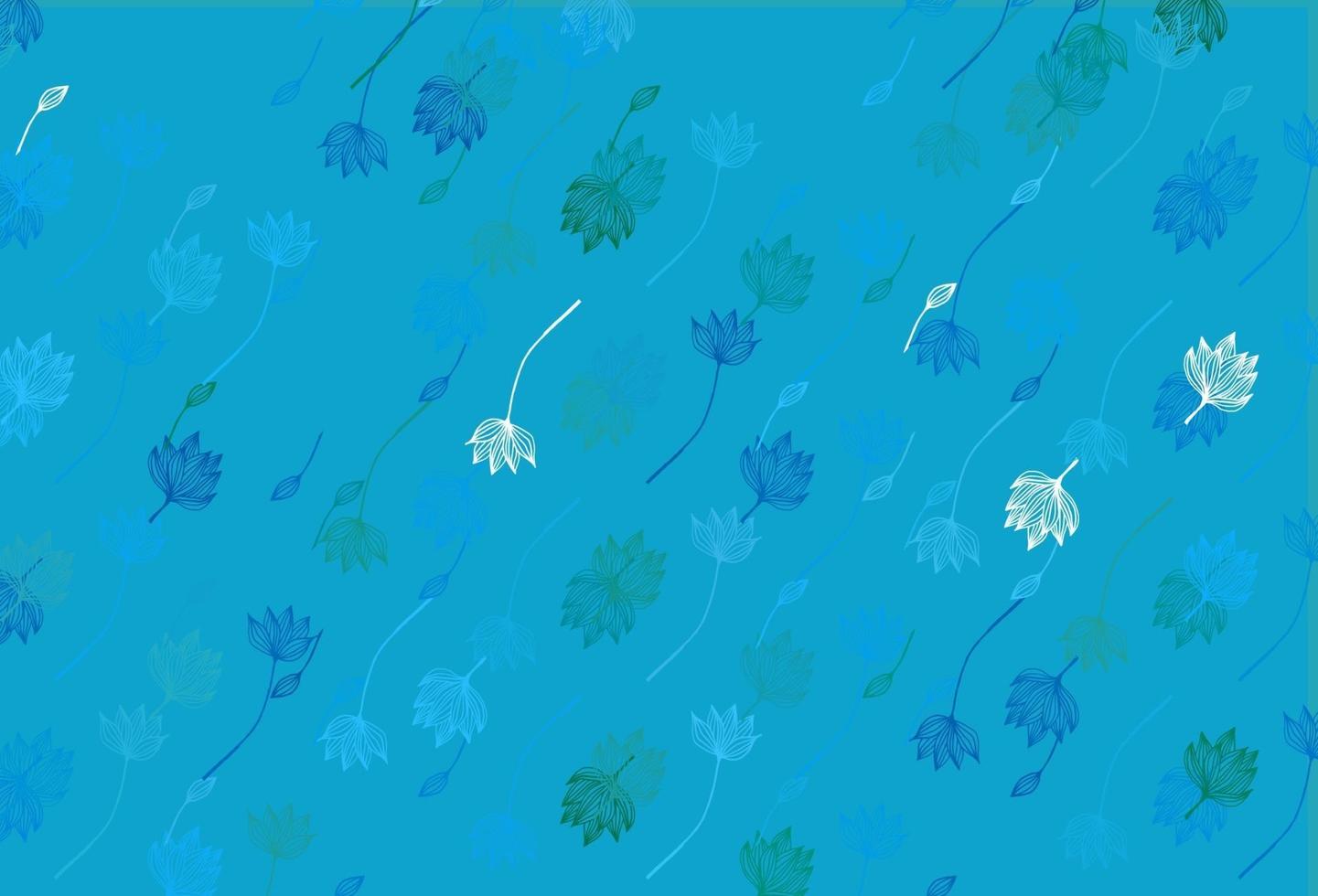 layout de doodle de vetor azul e verde claro.