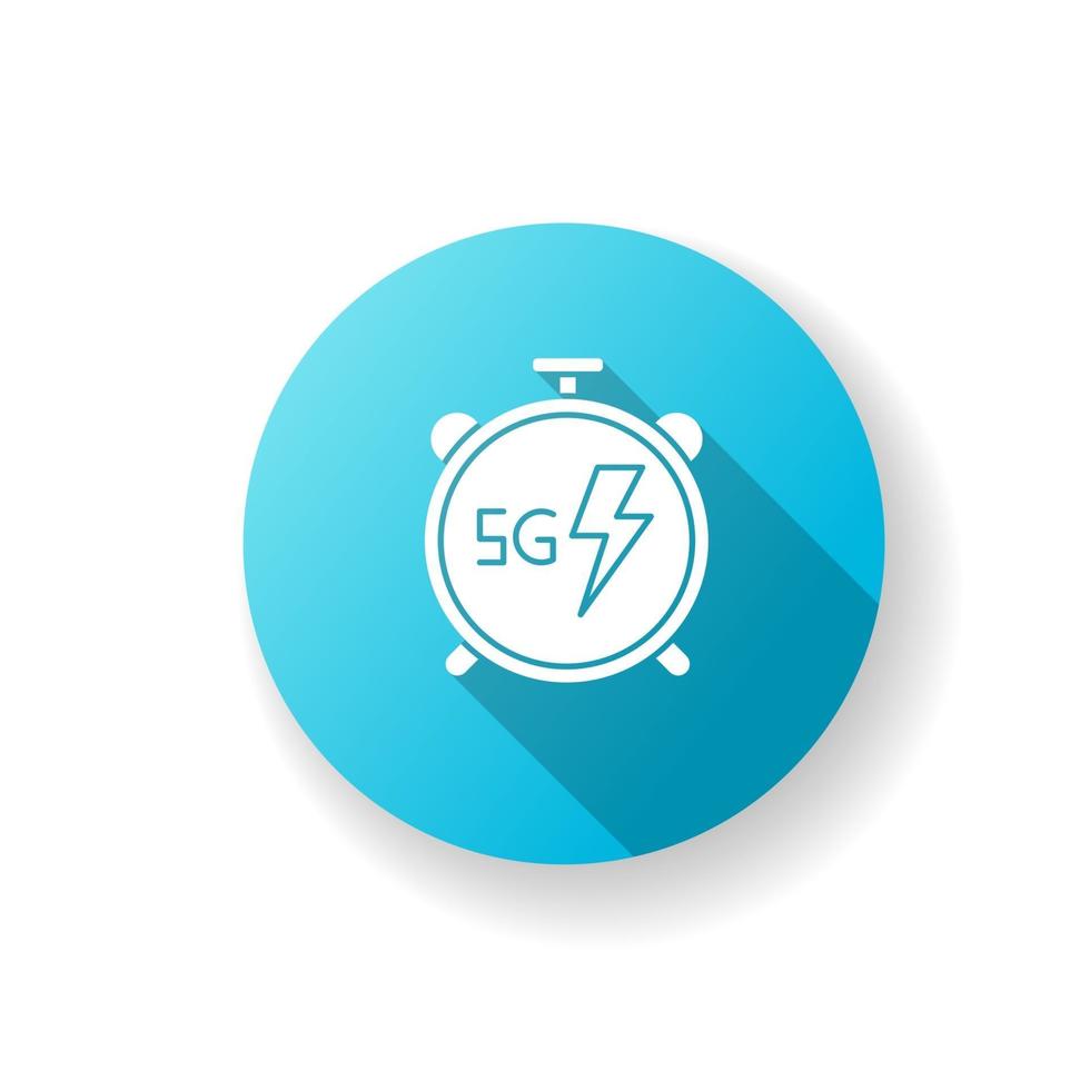 Ícone de glifo de sombra longa 5g cronômetro design plano azul vetor