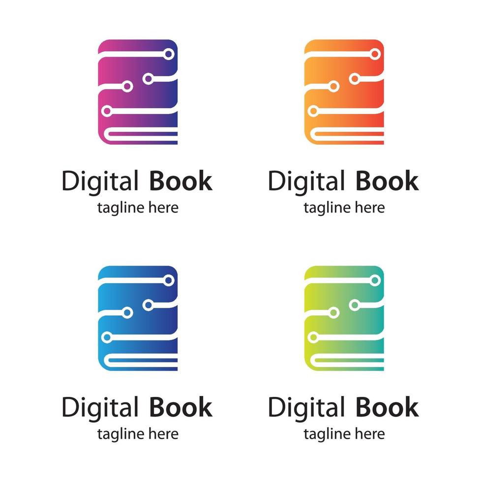 ícone de vetor de tecnologia de logotipo de livro digital