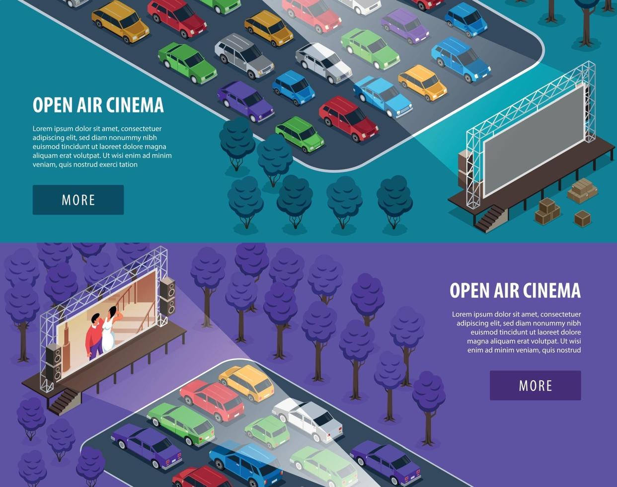 banners de cinema drive-in vetor