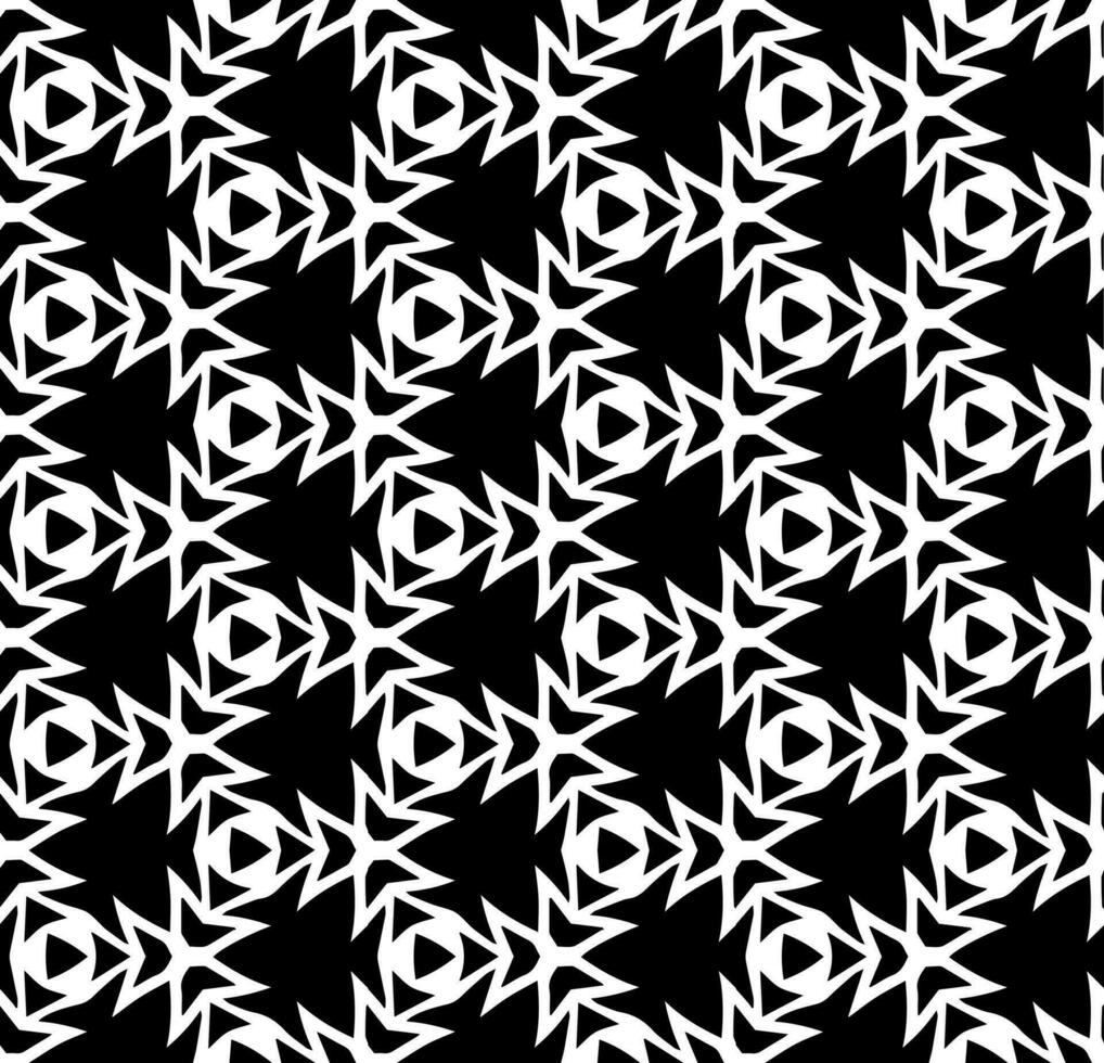 padrão abstrato sem costura preto e branco. fundo e pano de fundo. projeto ornamental em tons de cinza. ornamentos em mosaico. ilustração gráfica vetorial. vetor