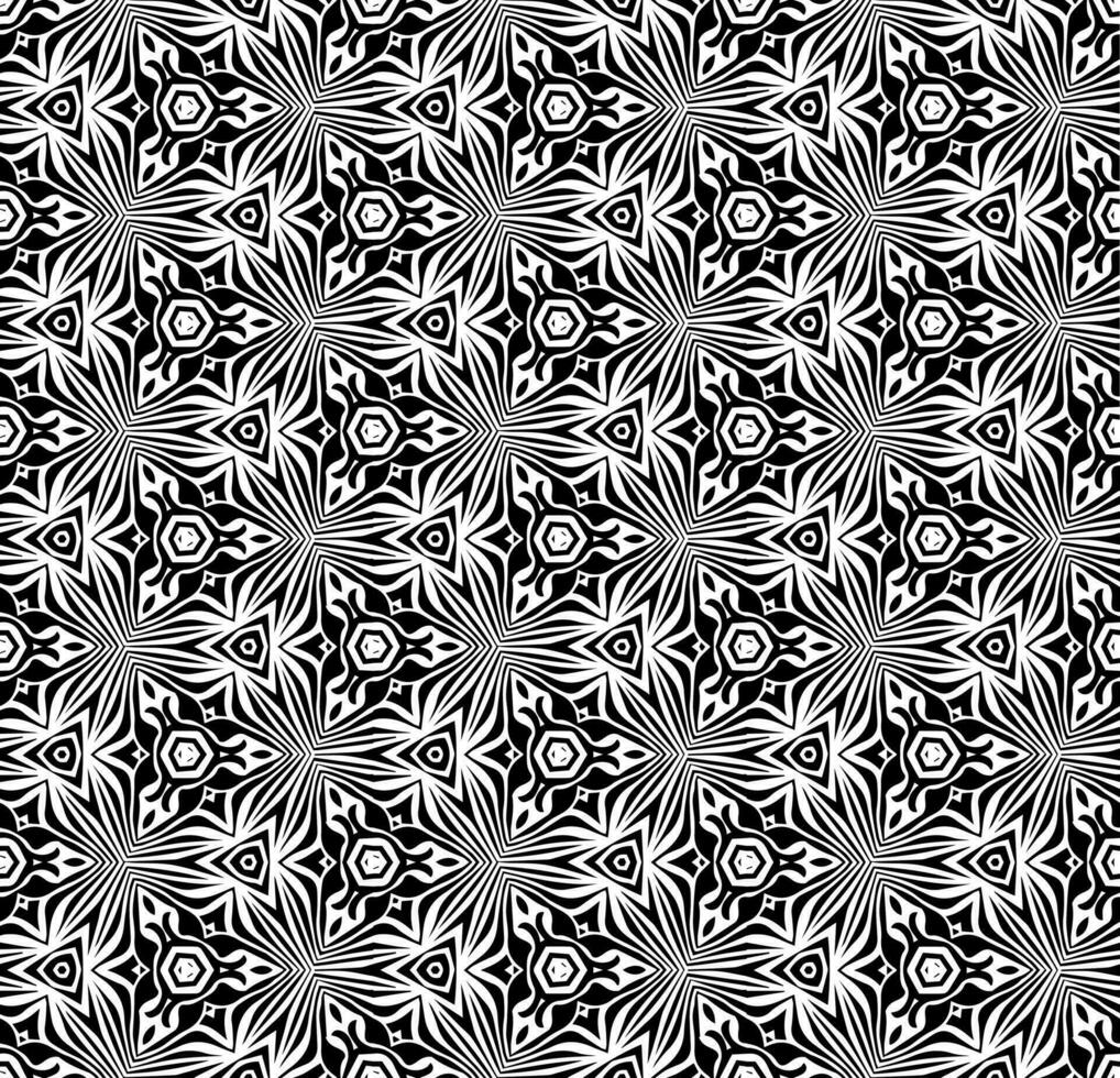 padrão abstrato sem costura preto e branco. fundo e pano de fundo. projeto ornamental em tons de cinza. ornamentos em mosaico. ilustração gráfica vetorial. vetor