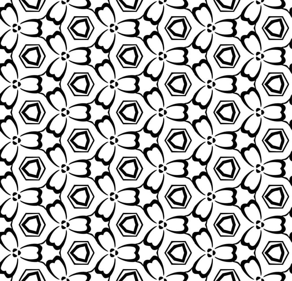 padrão abstrato sem costura preto e branco. fundo e pano de fundo. projeto ornamental em tons de cinza. ornamentos em mosaico. ilustração gráfica vetorial. vetor