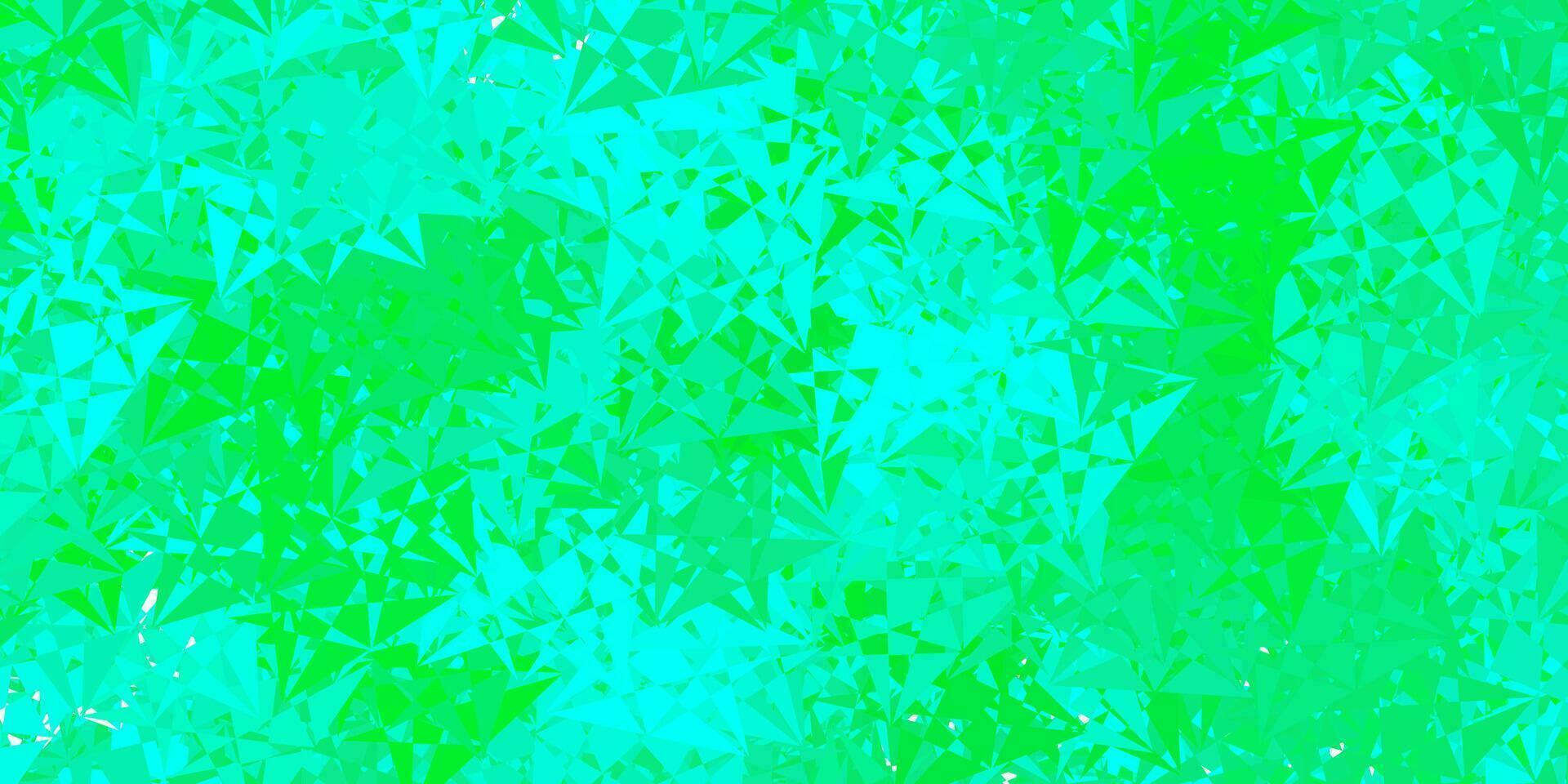 textura de vetor verde claro com triângulos aleatórios.