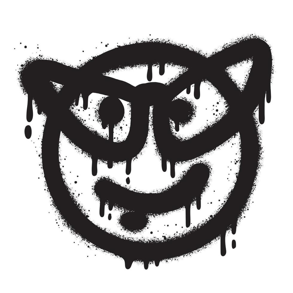 spray pintado grafite sorridente face emoticon vetor