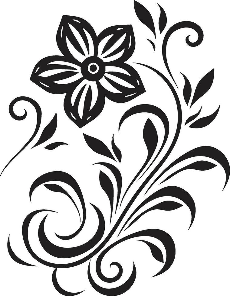 floral intriga dentro Preto gótico flor esplendor vetor