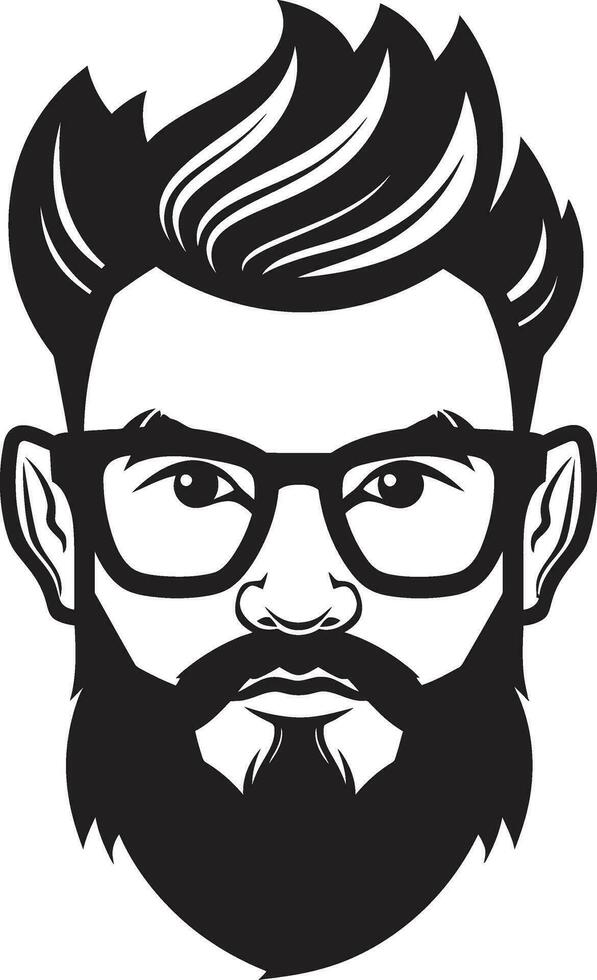 bigode sabedoria Preto vetor tributo para boêmio estilo indie arte monocromático vetor retrato do hipster vibrações