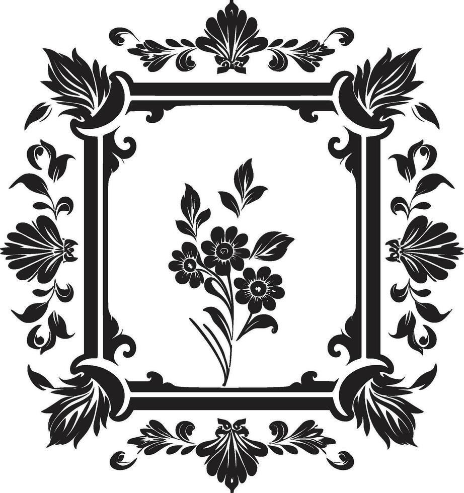 encantado esplendor real Preto vetor artesanato luxuriante elegância monocromático floral arte para elite realeza