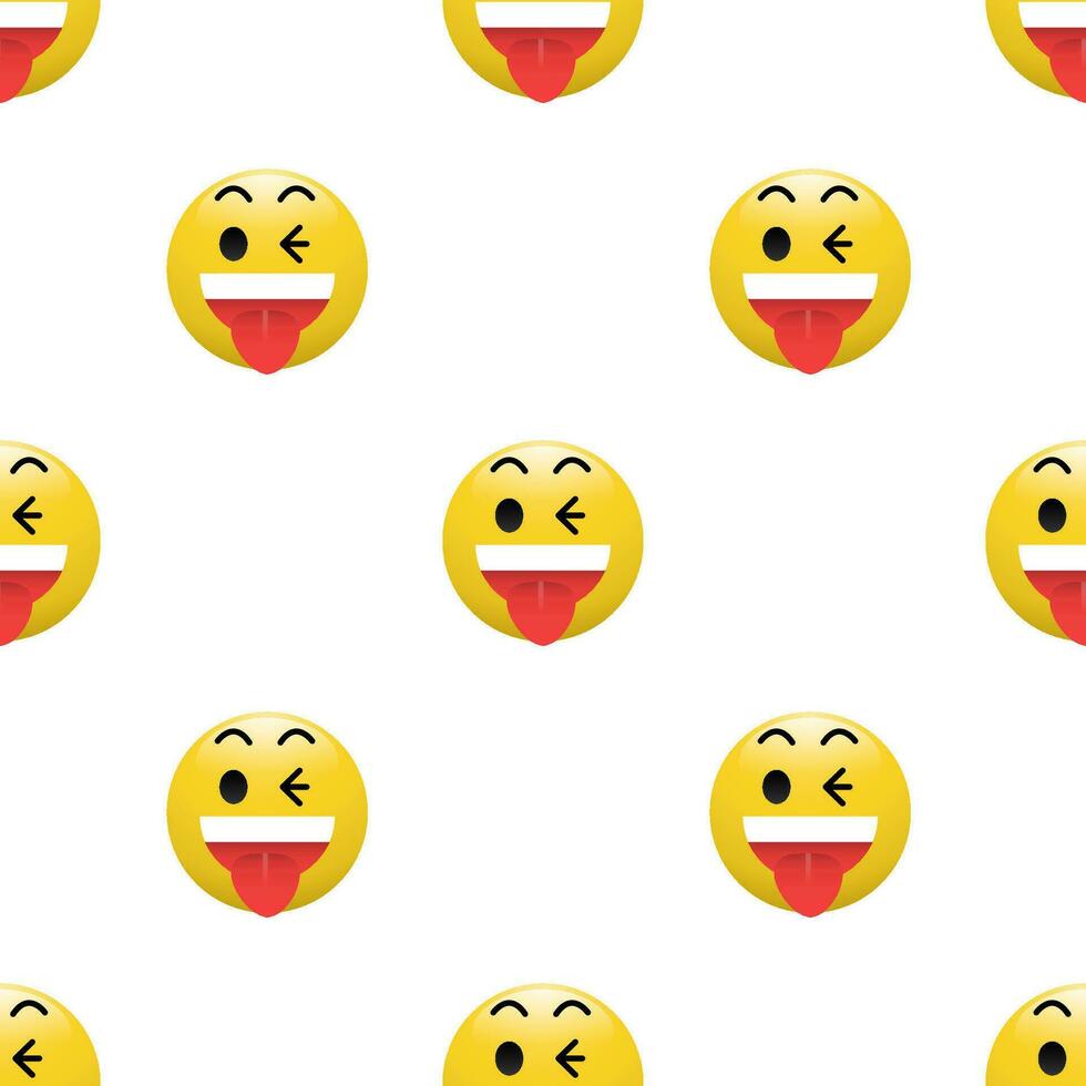 amarelo cabeça emoticon ícone com facial expressões, desatado padronizar em branco fundo. vetor