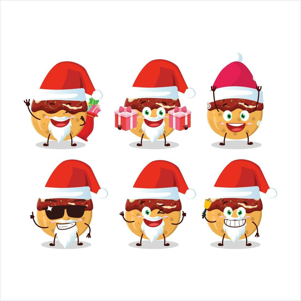 santa claus emoticons com takoyaki desenho animado personagem vetor