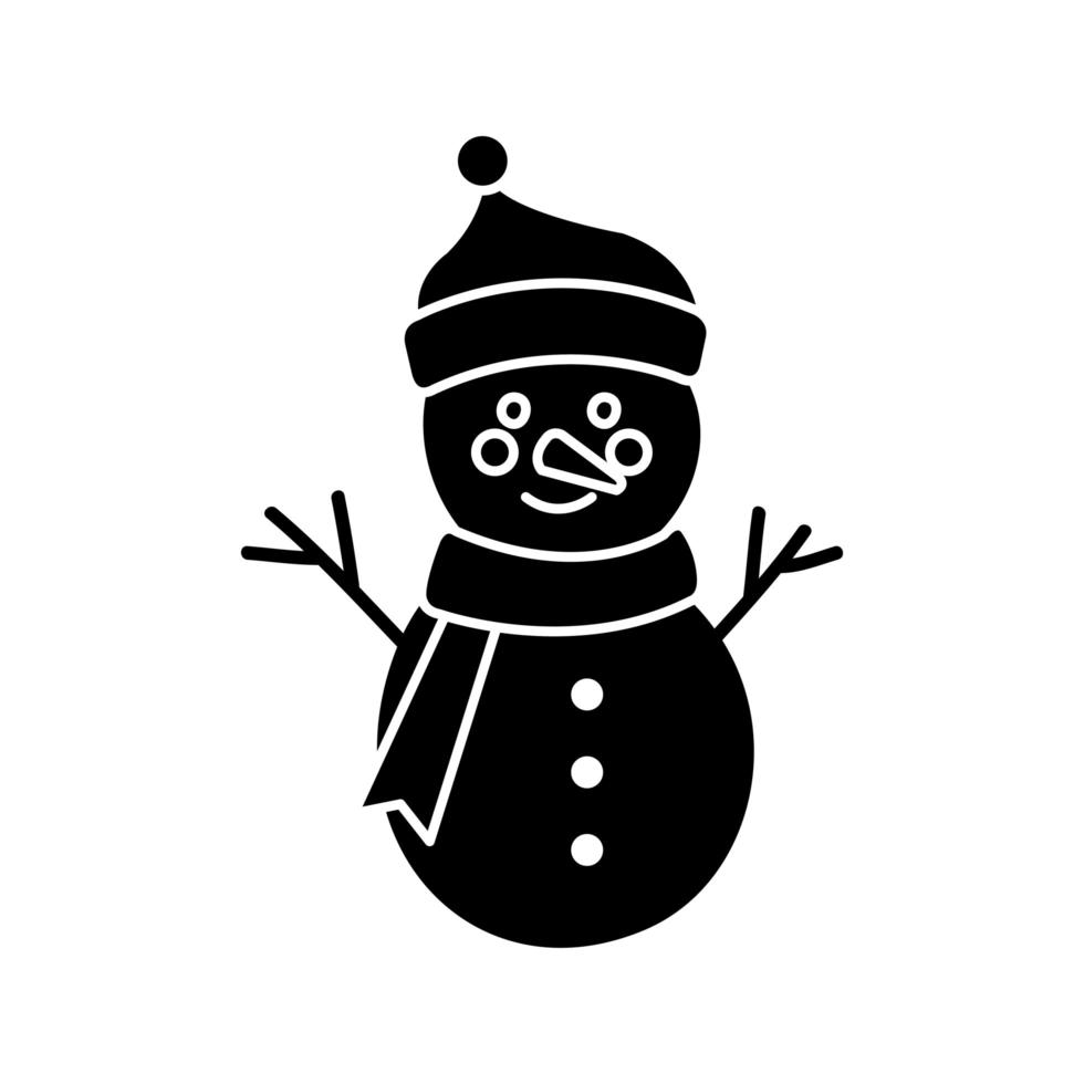 silhueta do boneco de neve personagem feliz natal vetor