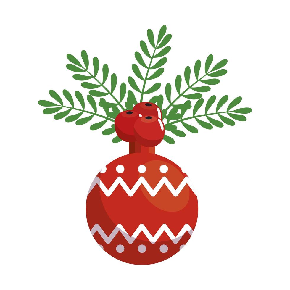 bola decoração de natal com folhas e sementes vetor