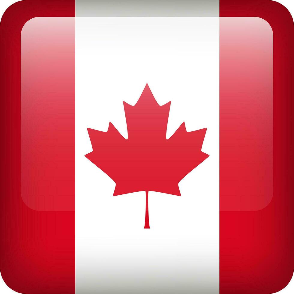 Canadá bandeira botão. quadrado emblema do Canadá. vetor canadense bandeira, símbolo. cores corretamente.