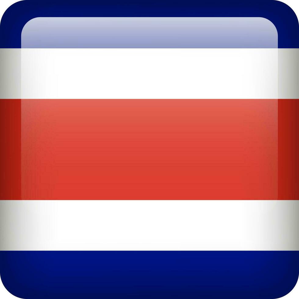 3d vetor costa rica bandeira lustroso botão. costa rica nacional emblema. quadrado ícone com bandeira do costa rica